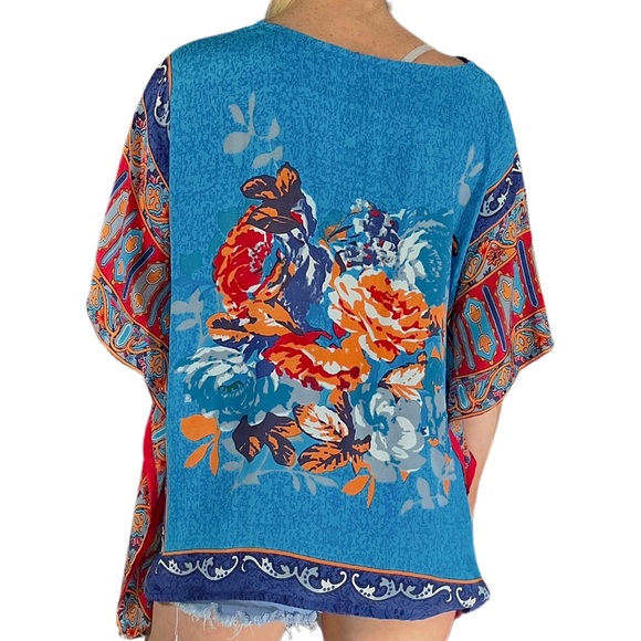 TOLANI 100% Silk Floral Kimono Top - Picture 5 of 8
